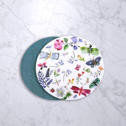 Croc Reversible 15.5" Round Placemats Set of 4 (Butterfly)