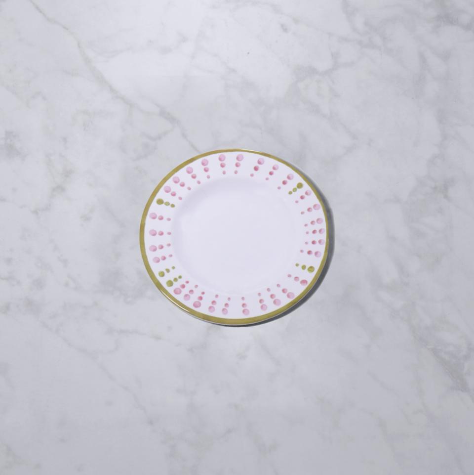 Athena Salad Plate 9.25" Set of 4 (Pink and Green dots)