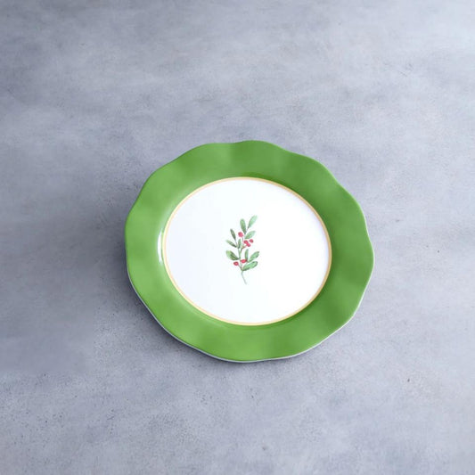 Holly 11" Dinner Plate Set of 4 (Green and White)