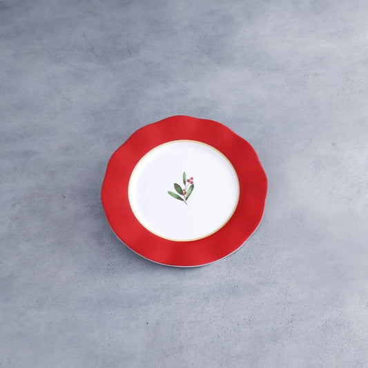Holly 9" Salad Plate Set of 4 (Red and White)