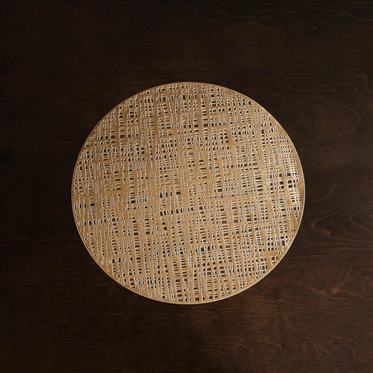 Woven 15" Round Placemats Set of 4 (Gold)
