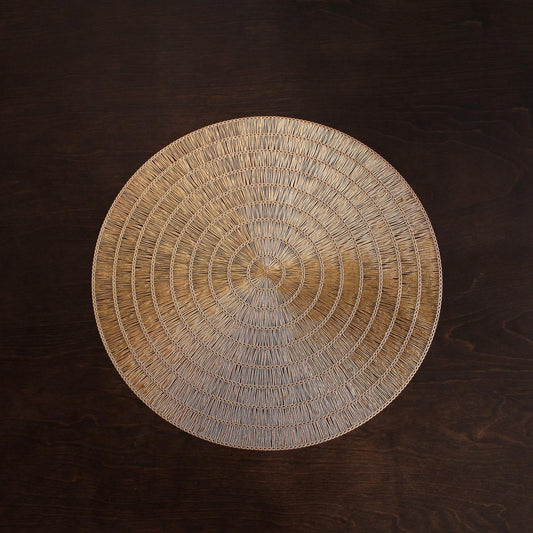 Basketweave 15" Round Placemats Set of 4 (Gold)