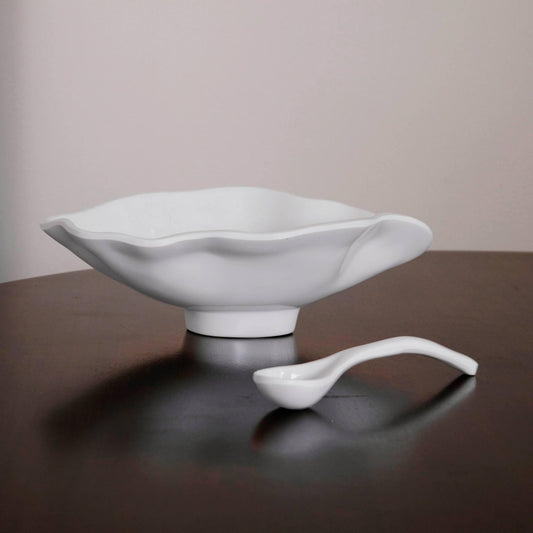 Havana Small Oval Bowl with Spoon (White)