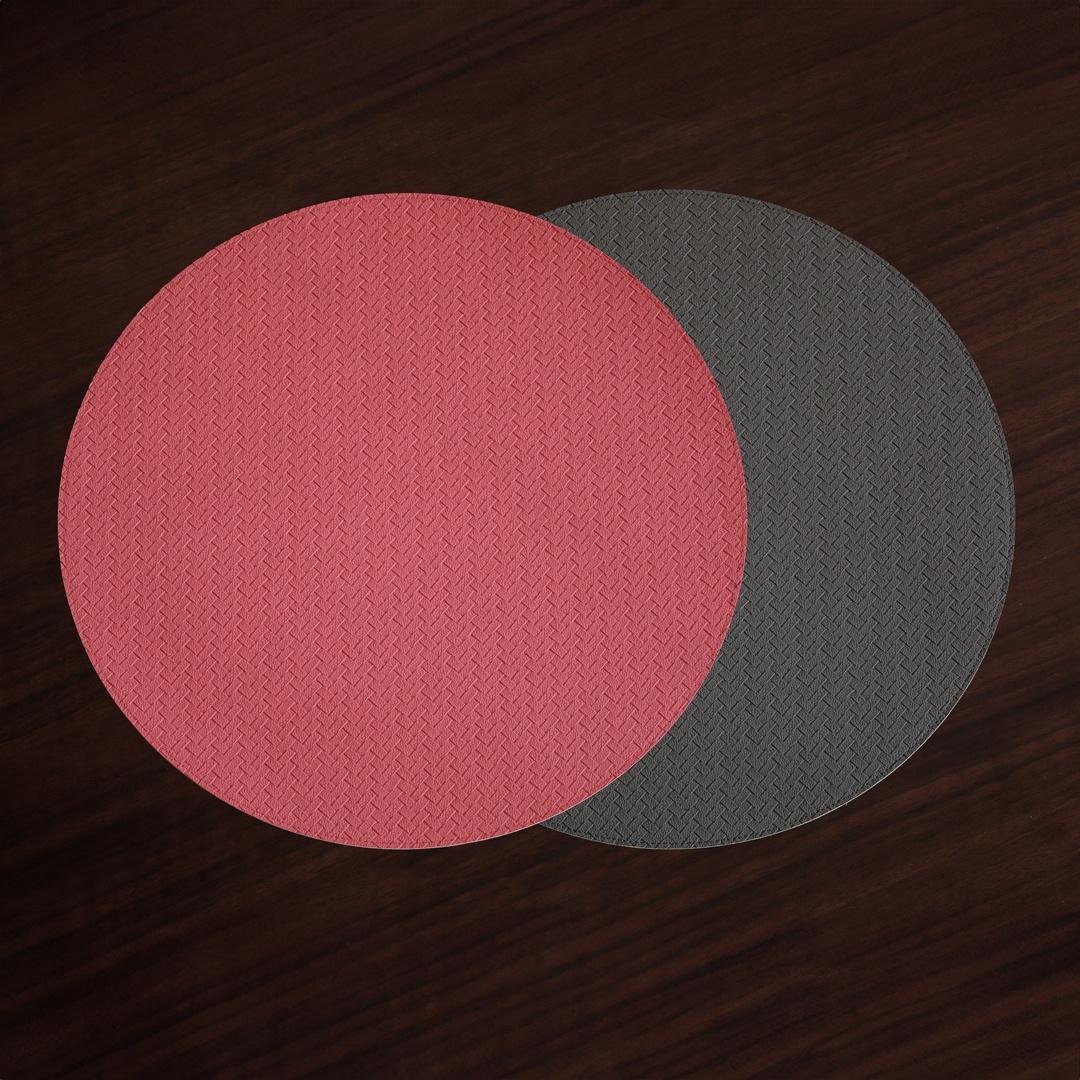 Snakeskin Reversible 15" Round Placemats Set of 4 (Salmon and Charcoal)