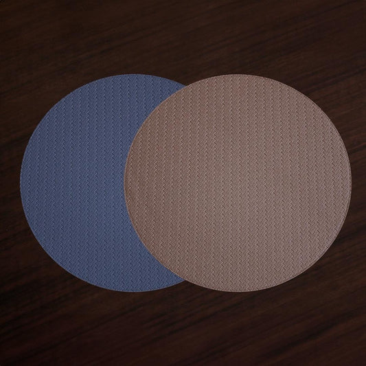 Snakeskin Reversible 15" Round Placemats Set of 4 (Slate Blue and Tan Brown)