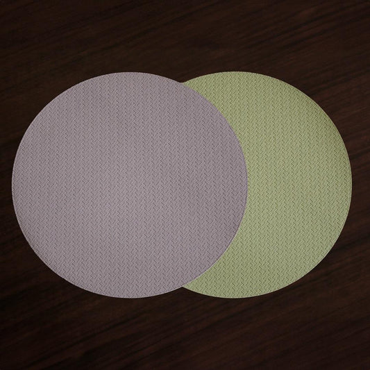 Snakeskin Reversible 15" Round Placemats Set of 4 (Pale Green and Taupe)