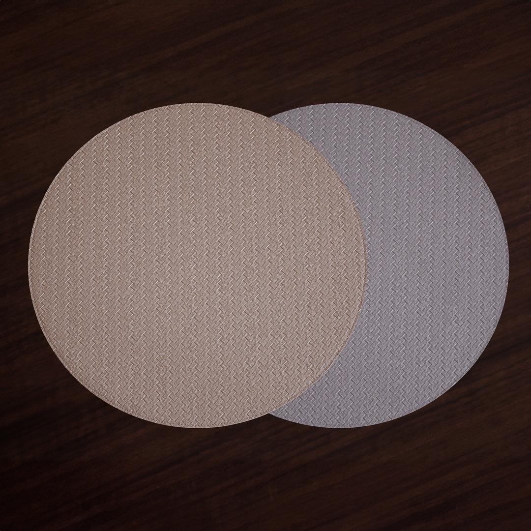 Metallic Snakeskin Reversible 15" Round Placemats Set of 4 (Silver and Pewter)