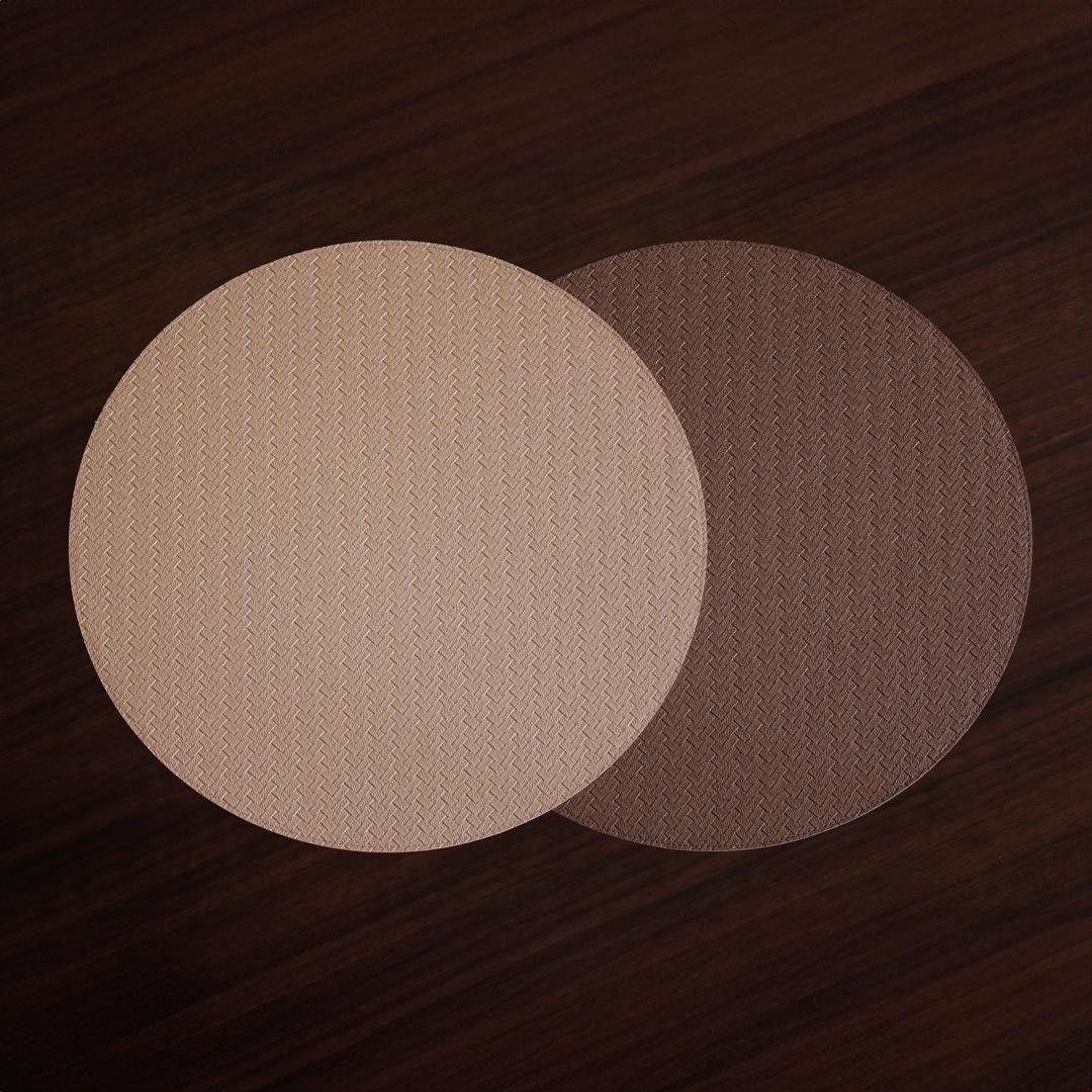 Metallic Snakeskin Reversible 15" Round Placemats Set of 4 (Gold and Light Bronze)