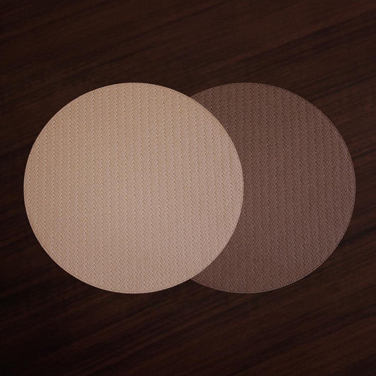 Metallic Snakeskin Reversible 15" Round Placemats Set of 4 (Gold and Light Bronze)