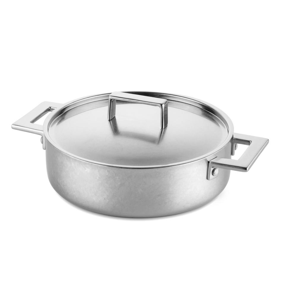 Saute Pan 2 Handles With Lid Cm.24 Pewter