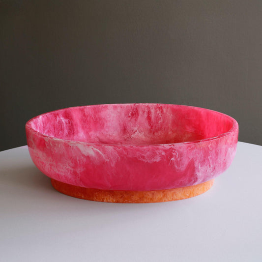 Rio Large Oval Bowl with Base (Pink and Orange)