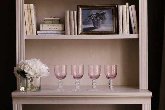 GLASS French Swirl Wine Set of 4 (Pink)