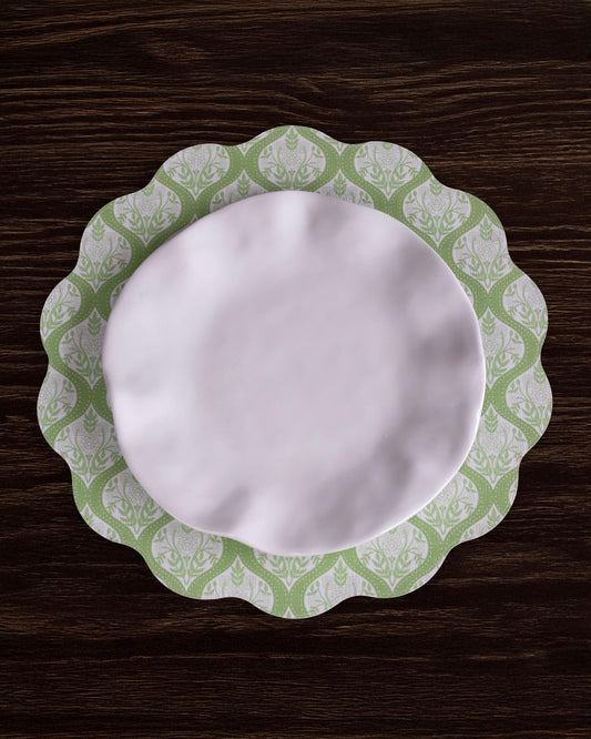 VIDA Blooms & Branches Reversible  Round Placemats Set of 4 (Periwinkle & Peach)