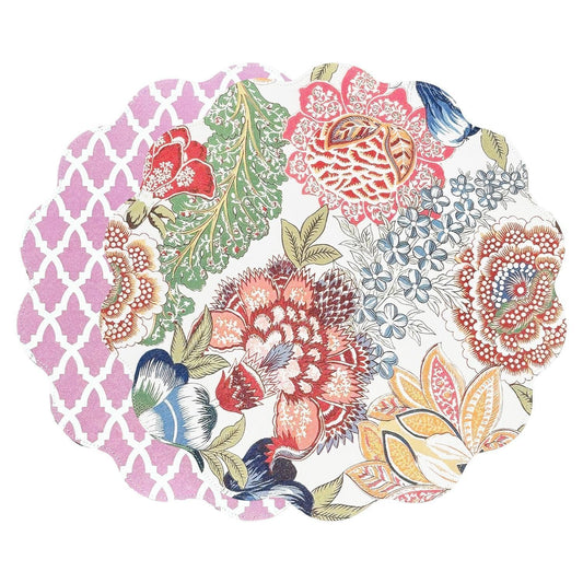 VIDA Eggplant and Pink  Reversible Round Placemats Set of 4 Blue & Pink