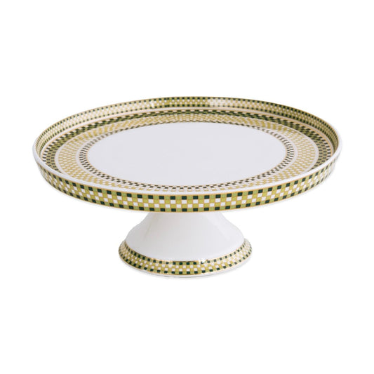 Ravenna Pedestal Cake Plate Green & Gold