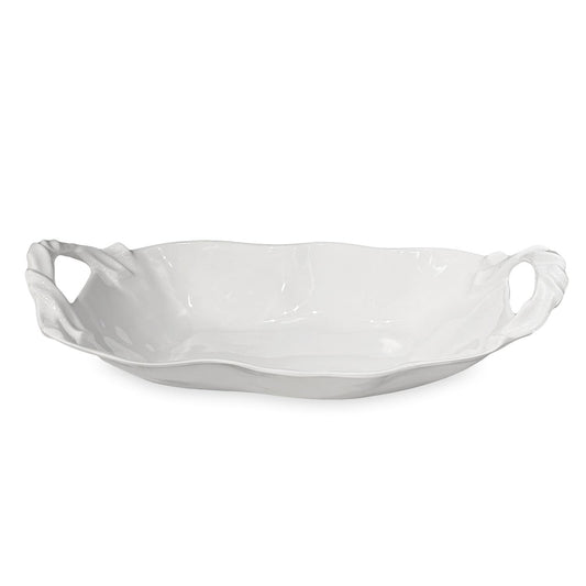 Sasha Large Oval Bowl with Handles (White)