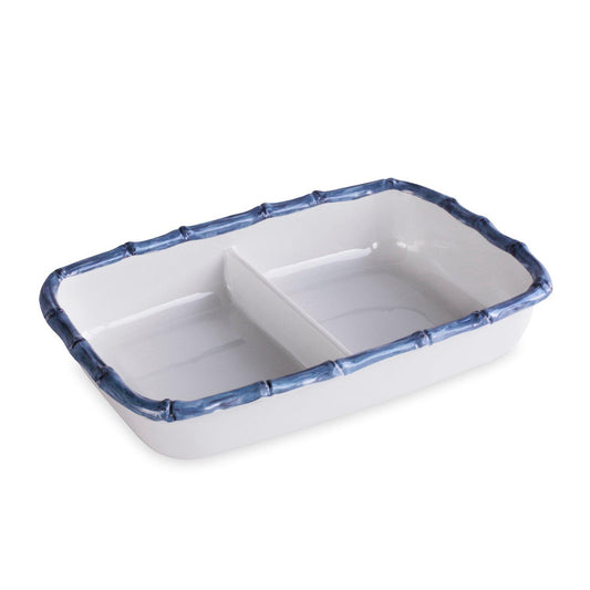 Bamboo Double Casserole (White and Blue)