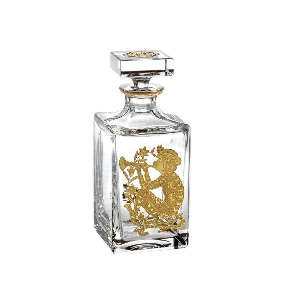 Whisky Decanter with Gold Monkey