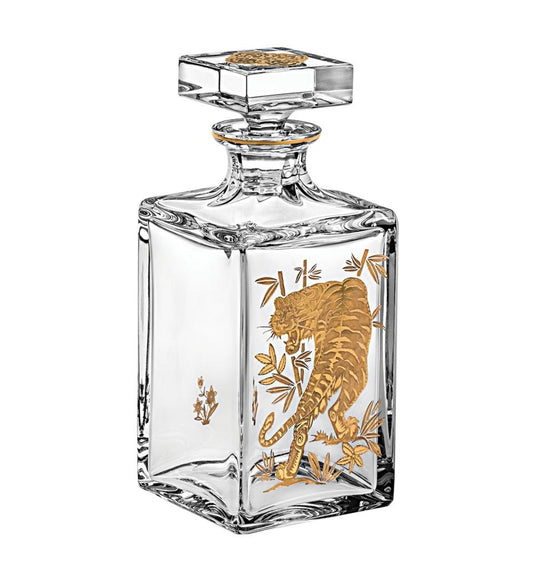 Whisky Decanter with Gold Tiger