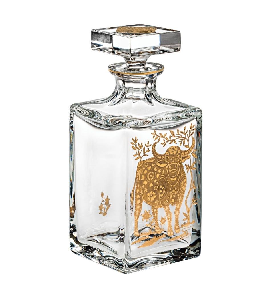 Whisky Decanter with Gold Ox