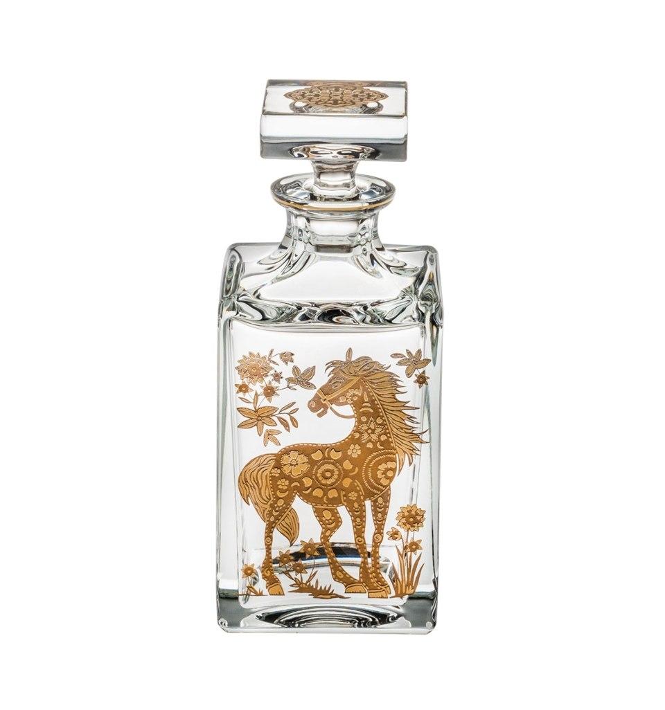 Whisky Decanter with Gold Horse