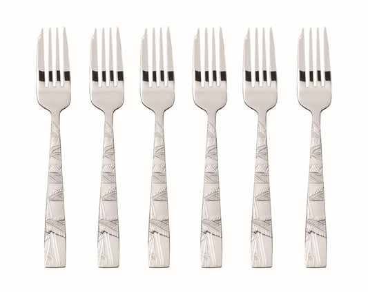 6 pc Cake Fork Set in Wooden Box S/S