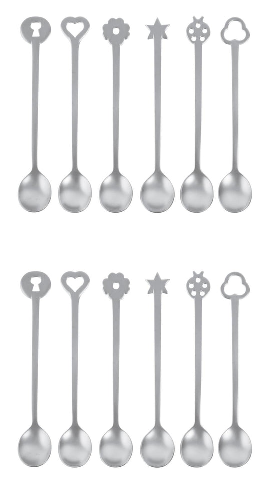 Living Antico - Lucky Charms 12 pc Party Spoon Set s/s 4 1/2 in Sand Blasted Finish