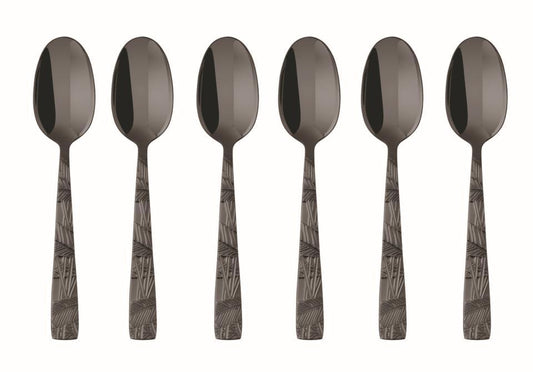 6 pc Moka Spoon Set in Wooden Box PVD 2Black