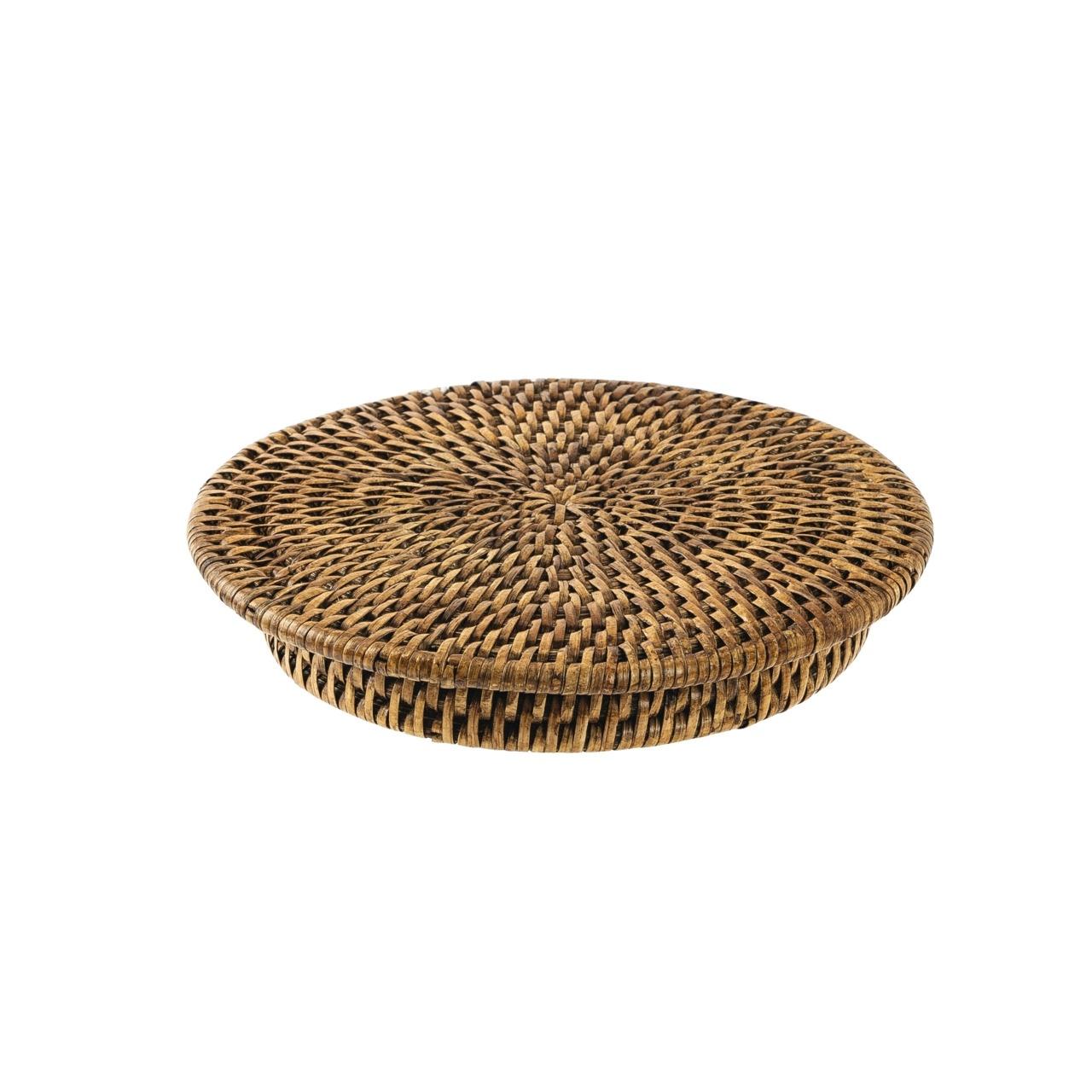 Radici - Footed Stand 7 5/8 in 1 1/8 in-H Rattan Honey Brown