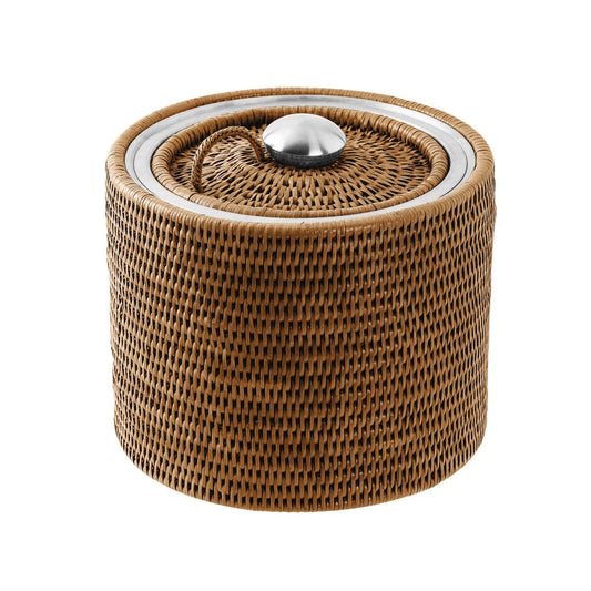 Radici - Ice Bucket with Lid 8 1/4 in 6 3/4 in-H Rattan Honey Brown