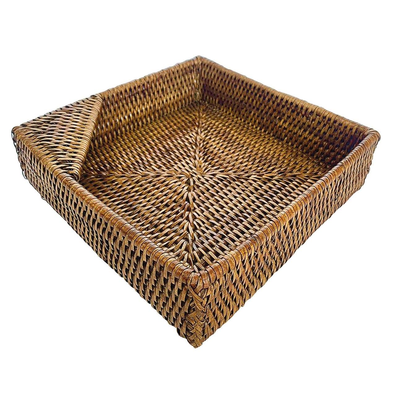 Radici - Napkin Holder 9 in x 9 in 2 3/4 in-H Rattan Honey Brown
