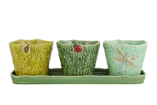 Set of Vases with Flying Bugs
