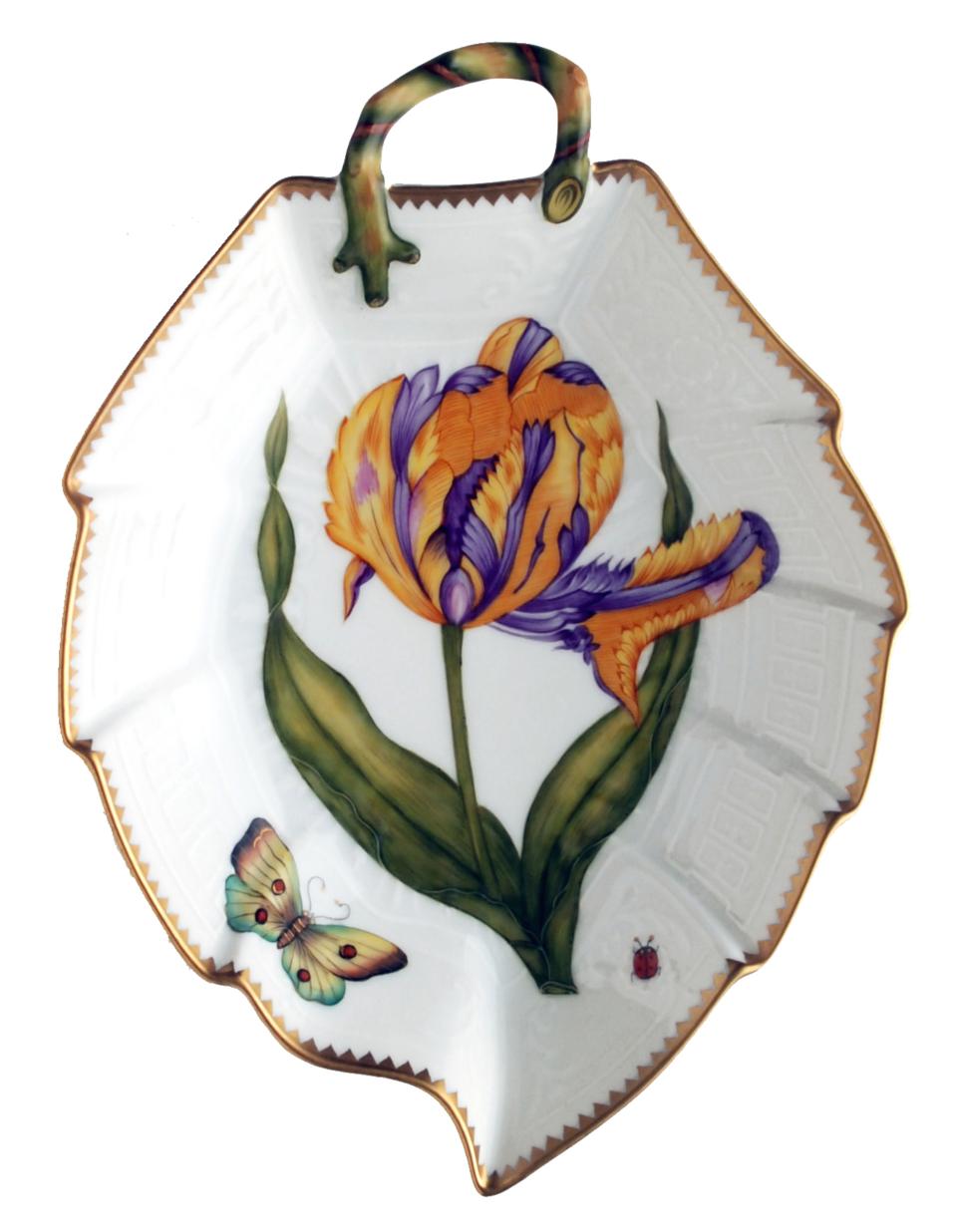 Purple & Yellow Tulip Leaf Dish