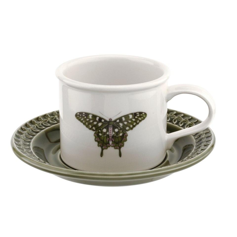 Breakfast Cup & Embossed Saucer (Forest Green)