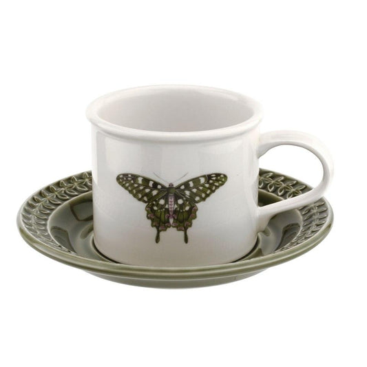 Breakfast Cup & Embossed Saucer (Forest Green)
