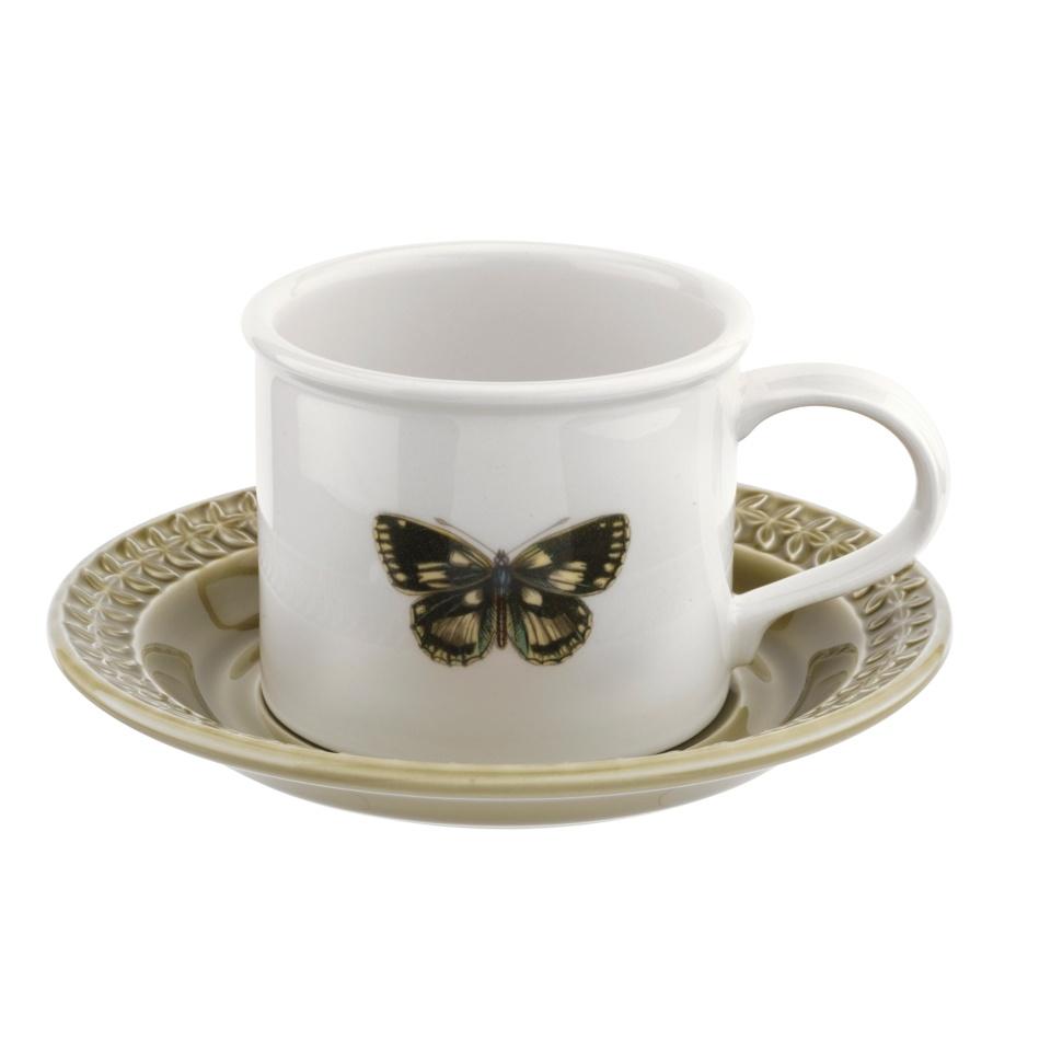 Breakfast Cup & Embossed Saucer (Moss Green)