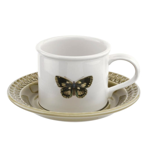 Breakfast Cup & Embossed Saucer (Moss Green)