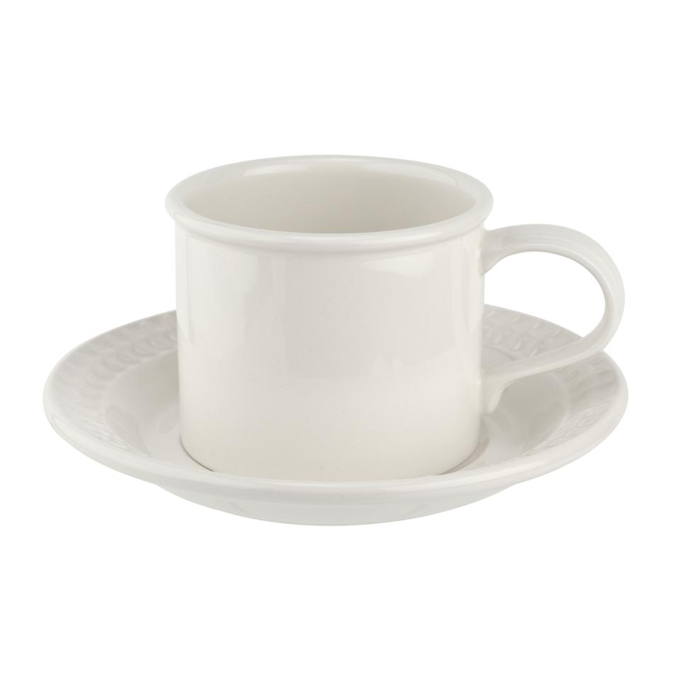 Breakfast Cup & Embossed Saucer (White)