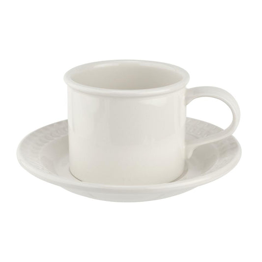 Breakfast Cup & Embossed Saucer (White)