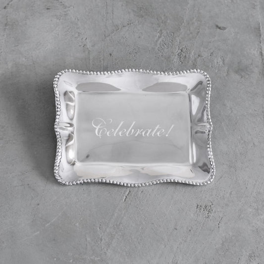 Pearl Denisse Rectangular Engraved Tray "Celebrate!"