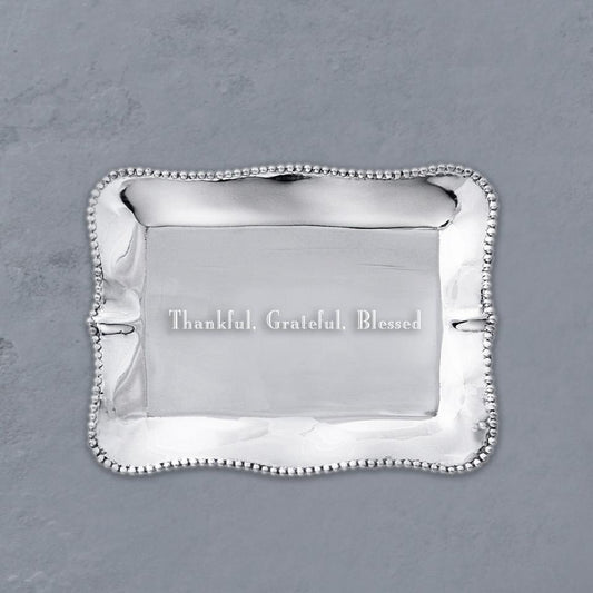 Pearl Denisse Rectangular Engraved Tray "Thankful, Grateful, Blessed"
