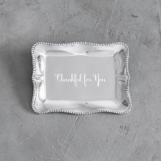 Pearl Denisse Rectangular Engraved Tray "Thankful for You"