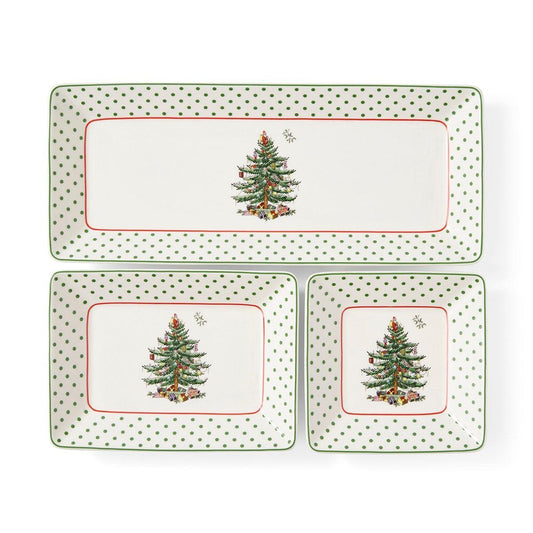 3Pc Nesting Trays Polka Dot
