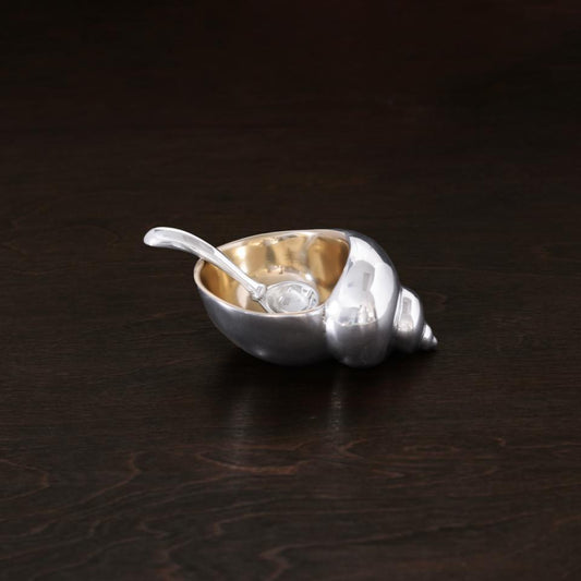 Sierra Modern Ocean Conch Salt Cellar with Spoon (Gold)