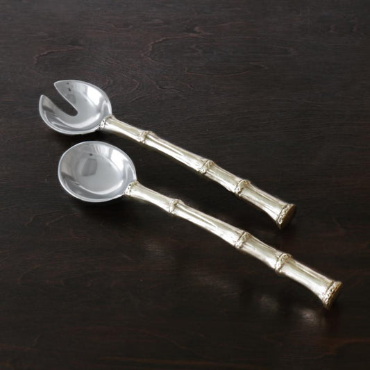Bamboo Salad Servers with Gold Handles