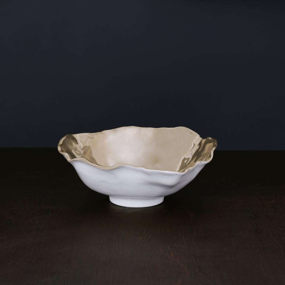 Maia Large Bowl (White and Gold)