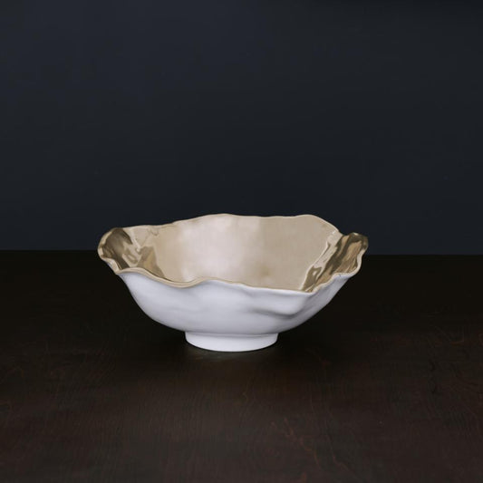 Maia Large Bowl (White and Gold)