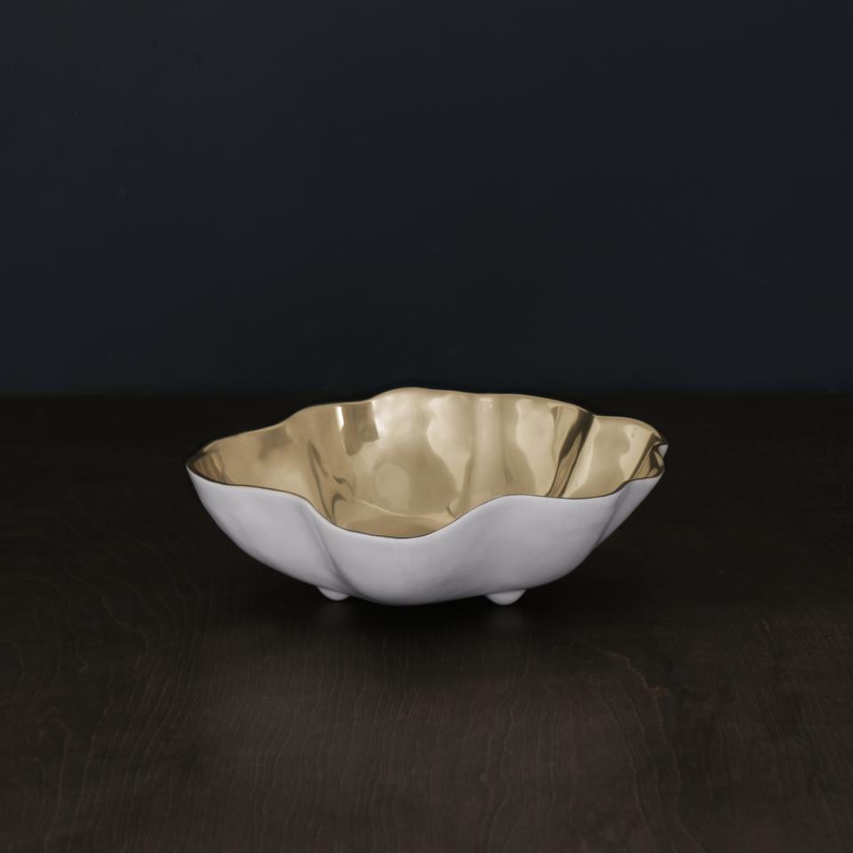 Soho Onyx Medium Bowl (White and Gold)
