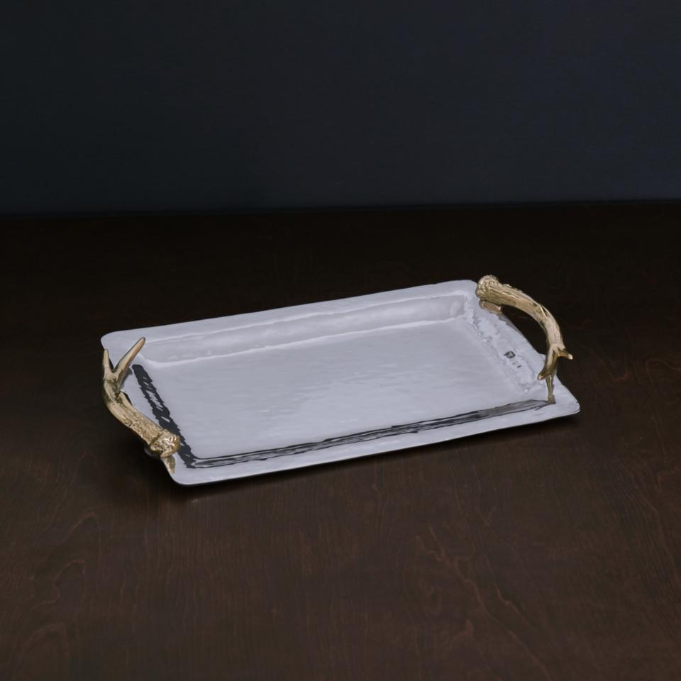 Antler Emerson Long Rectangular Tray with Gold Handles