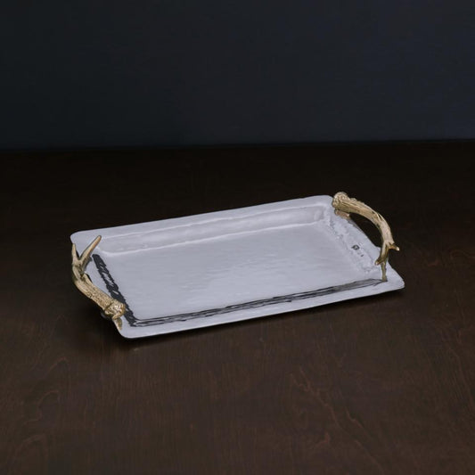 Antler Emerson Long Rectangular Tray with Gold Handles